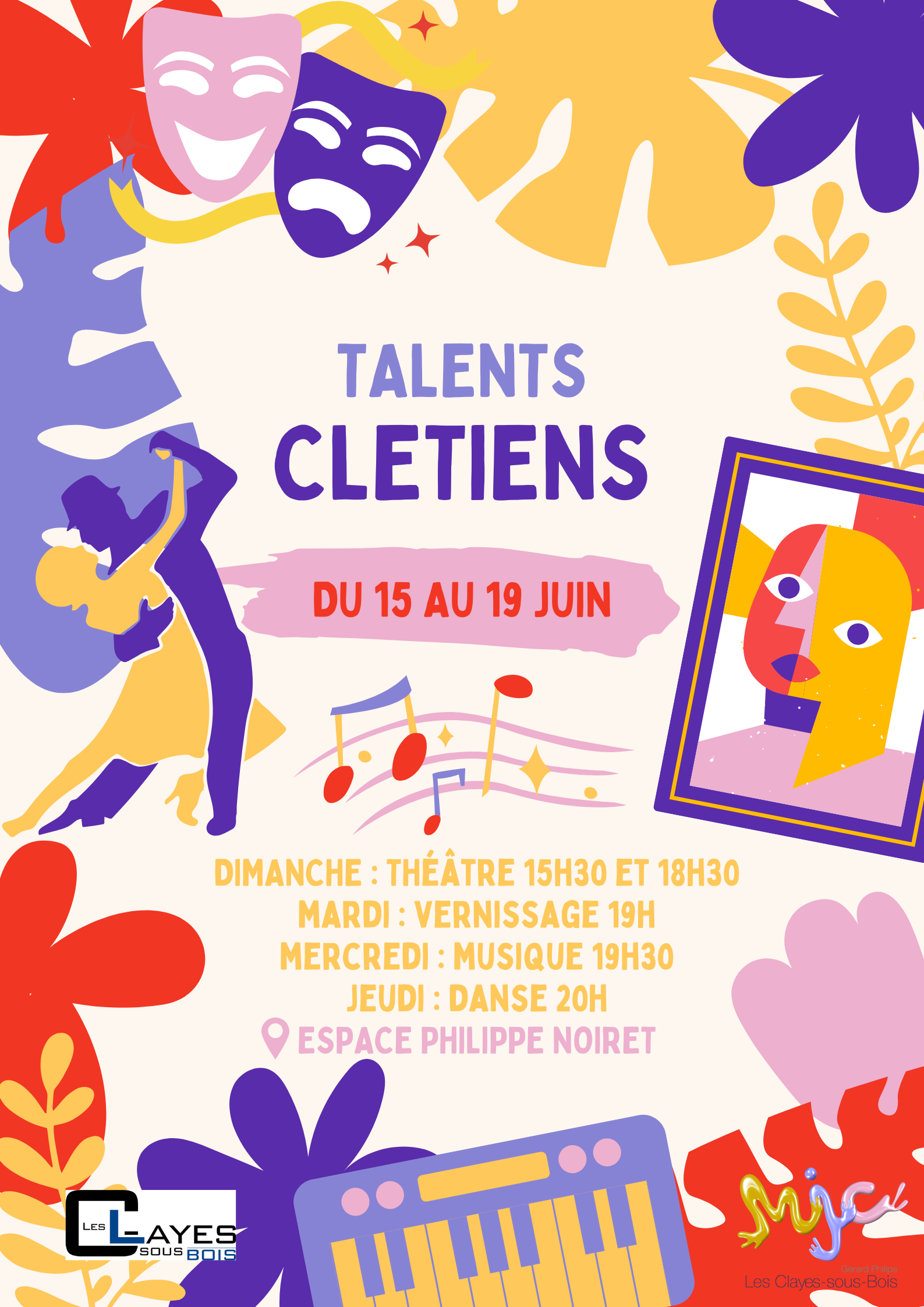 Rose Jaune Violet Festival de Musique Affiche Illustratif 3