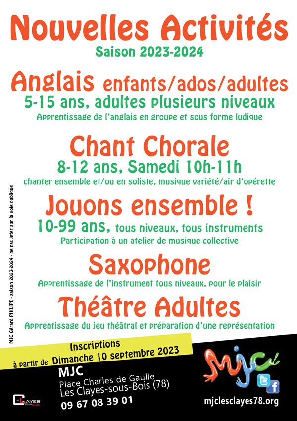 affiche flyers nouvelles activités 2023 2024 w00