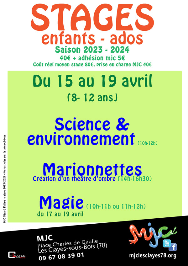 Affiche stage enfants avril 2024 maj w00