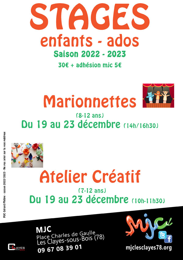 Affiche stage enfants décembre 2022