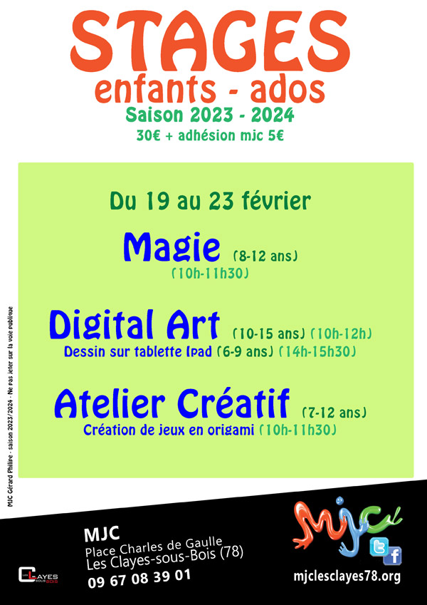 Affiche stage enfants février 2024 w00