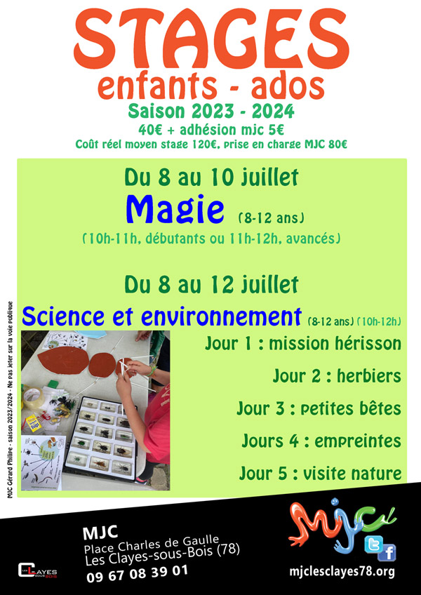 Affiche stage enfants juillet 2024 w00